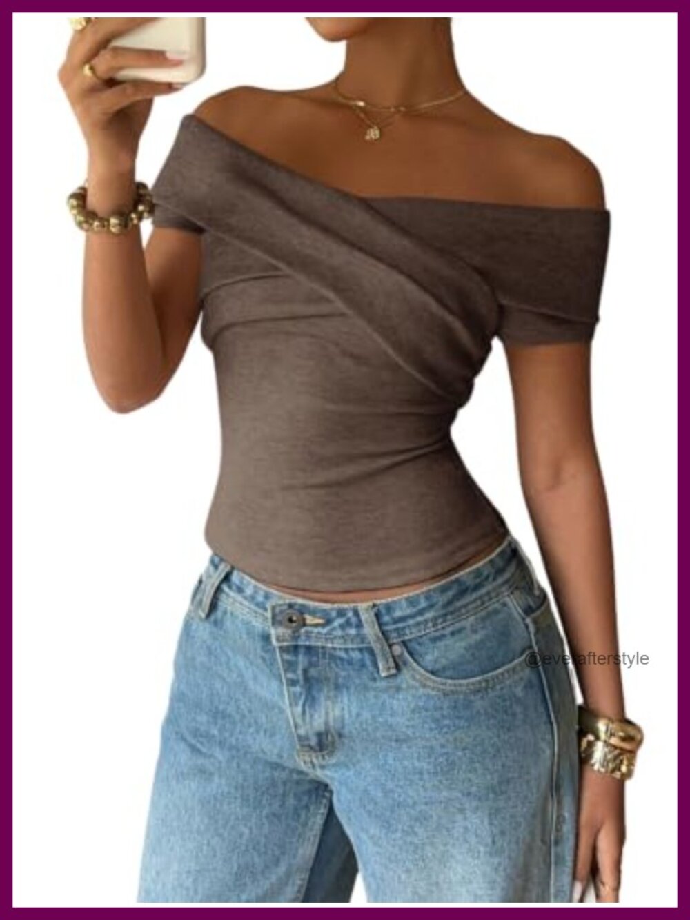 Off The Shoulder Crisscross Wrap Top Short Sleeve Slim Fit Going Out Womens